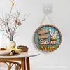 Letrero de Madera de Pascua con Conejo Letrero de Bienvenida para Puerta Venta al por Mayor Decoración de Pared de Atmósfera Festiva Decoración de Pared Artesanía de Madera
