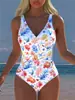 2027 Novo Maiô de Peça Única com Estampas Múltiplas Transfronteiriças para Mulheres, Praia Casual Sexy de Alta Qualidade Europeu e Americano