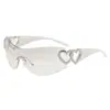 Gafas de Sol sin Montura Corazón Hueco de una Sola Pieza para Mujer, Gafas de Sol de Moda Transfronterizas para Celebridades de Internet, Gafas de Sol con Protección UV Y2K Europeas y Americanas