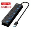 Hub USB 3.0 de 7 portas, hub divisor um para sete, extensor de alta velocidade de quatro portas para laptop