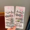 Set de Pasadores Plateados Dulces y Frescos de Gatito Para Niña con Diamantes de Imitación Conejo Clips Laterales Lindos Versátiles Clips para Flequillo Estilo Coreano