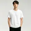 Camiseta Blanca de Algodón de Seda Antibacteriana 7A para Hombre, Top de Manga Corta con Cuello en V, Manga Media de Color Sólido, Camiseta de Verano con Sensación Fresca de Seda de Hielo