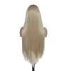 Peluca frontal de encaje 13*4 semi-hecha a mano color mixto cabello largo liso para mujer fibra sintética mate de alta temperatura venta al por mayor desde el fabricante