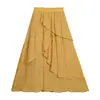 Diseño Elegante de Feiyuan, Falda Versátil de Color Sólido a la Moda con Corte A para Mujer, Nueva Falda Ligera y Transpirable de Verano para el Uso Diario