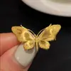 Broche de Mariposa Dorado Cepillado Estilo Antiguo para Mujer, Nuevo Accesorio de Alto Valor Versátil Exquisito de Nicho, Regalo para Novia