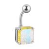 Moda transfronteriza K9 Crystal clavo de ombligo acero inoxidable amor cuadrado garra en forma de diamante grande brillante anillo de ombligo joyería corporal