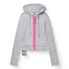 Sudadera con Capucha y Cremallera Y2K Venta al por mayor Transfronteriza Europea y Americana Personalizada Cremallera Grande Bloques de Color Corte Ajustado Sudadera con Capucha Color Sólido
