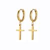 Pendientes geométricos de acero inoxidable, clásicos, de moda europea y americana, con hebilla para la oreja, pendientes sencillos con personalidad cruzada, pendientes tipo botón para mujer.
