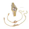 Reloj de Aleación para Mujer con Números Romanos de Lujo de Alta Gama, Set de Pulsera Redonda con Lazo y Carta de Amor