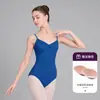 Maillot de Entrenamiento de Ballet para Mujer, Estilo Camisola para Adultos, Algodón Lycra, Cuello en V, Espalda Descubierta, Amigable con la Piel, Ropa de Baile de una Pieza para Exámenes de Danza