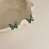 Pendientes de plata 925 con forma de mariposa verde de hadas, con diamantes de imitación huecos, ligeros y de lujo, de alta calidad.