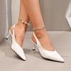 Sandalias de Tacón Alto para Mujer de Talla Grande Europeas y Americanas de Verano 2025 para Comercio Exterior Transfronterizo con Puntera Puntiaguda, Baotou y Diseño de Tira Única Vacía de Color Sólido