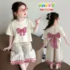 Conjunto de Roupa de Verão para Meninas 2025 Novo Estilo Moda Verão Infantil Manga Curta Fina para Bebês Meninas, Roupas Muito Bonitas Estilo Coreano