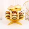 Soporte para Pastel de Dos Pisos Color Sólido Transfronterizo con Bronceado Mesa de Postres para Fiesta Mesa Sencilla para Pastel de Cumpleaños en stock