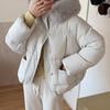 Chaqueta corta de plumón para mujer, 90% plumón de pato blanco, cuello grande de pelo dulce, moda de invierno 2026, chaqueta acolchada engrosada, moderna