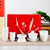 Juego Completo de Té Kung Fu Set Hogar Sala de Estar Simple Kung Fu Té Oficina Regalo Taza de Té de Porcelana Blanca con Tapa