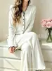 2026 Novo Estilo Pijama Cardigan de Manga Longa para Casa para Mulheres Conjunto Casual Simples Solto para Casa Pode Ser Usado Fora 1077