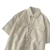 Camisa de manga corta de verano para hombre, camisa holgada de trabajo de cinco mangas, estilo coreano, elegante y de moda, de media manga.
