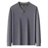 Nova blusa de moletom forrada com fleece estilo chinês para outono e inverno para homens, tecido térmico dupla face amigo da pele, gola alta, manga longa, camiseta de camada base quente