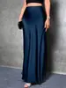 2026 Amazon Europeu e Americano Transfronteiriço Moda Feminina Elegante Cintura Alta Feminina Cor Sólida Extra Longo Cetim Cauda de Peixe Saia Outono e Inverno