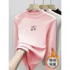 Camada Base Térmica para Meninas com Gola Meio-Alta Outono e Inverno Camiseta Infantil Versátil Quente Manga Longa