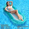 Plataforma flotante inflable de malla de color degradado, PVC con almohada, tumbona acuática, flotador de piscina para adultos, cama flotante para juegos acuáticos