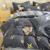 Gran Venta Juego de Cuatro Piezas de Terciopelo de Leche Cálido de Invierno Engrosado con Más Terciopelo Funda de Edredón Individual Sábana Ajustable para Dormitorio Juego de Tres Piezas de Ropa de Cama Invierno
