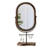 Espejo estilo vintage, espejo de maquillaje de madera, decoración del hogar, espejo de mesa de pie estilo chino, espejo de tocador giratorio, espejo de mesa para dormitorio