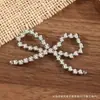 Accesorios de lazo de cuentas plateadas estilo coreano, accesorios para el cabello hechos a mano con cuentas, materiales de decoración para bolsos, materiales de adorno para zapatos al por mayor