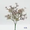 Manija Pequeña de Plástico Racimo Pino Dorado Flor Artificial Salón de Ceremonias de Boda Decoración Follaje Verde Decoración de Pared de Fondo para Escaparate