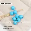 Acessórios para Joias DIY Contas Redondas de 14mm Contas de Madeira Coloridas Acessórios Contas Soltas Contas Redondas Versátil Flor de Sapato Contas Corrente para Celular Feita à Mão