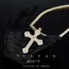 Collar Personalizado de Moda Hip-Hop Nuevo Europeo y Americano Plata S925 Moissanita Cruz Pétalo Colgante de Nicho para Hombres y Mujeres