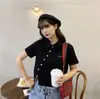 6535 Algodão 2026 Verão Novo Estilo Camisa Polo Manga Curta para Mulheres Slim Fit Cintura Alta Gola Lapela Top Curto Estudante Tendência