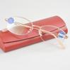 Gafas de lectura de nuevo estilo para mujer, modernas gafas de metal con medio marco y flores, lentes antiazules, oro rosa, cómodas gafas de lectura al por mayor