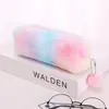 Estojo Criativo com Cor Gradiente para Meninas, Estojo de Pelúcia Octogonal Fofo, Papelaria Doce Simples, Coração Feminino Aprendendo