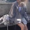 Jaqueta Moletom Estilo Preguiçoso Feminina Chegada Nova Outono Cardigã com Capuz Fino Solto Casual Esportivo Top Venda por Atacado