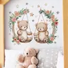 Hs3947Q Oso Cesta de Flores Columpio Estrella Dibujos Animados Pegatina de Pared Autoadhesiva Dormitorio Habitación Infantil Pegatina Decorativa Extraíble
