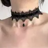 Colar Preto Alça de Pescoço Feminina Alça de Renda Sexy Gargantilha Corrente de Corda para Pescoço Acessórios de Halloween Corrente para Clavícula