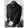 Sudadera con cuello para adolescentes, nuevo estilo de otoño, patchwork deconstruido casual americano, algodón Mamba, polo de manga larga para hombre