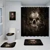 Cortina de ducha con estampado digital 3D, diseño de calavera de terror de Halloween, cortina divisoria de baño, juego de cinco piezas
