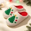 Pantuflas de Algodón Navideñas Árbol de Navidad Papá Noel Pantuflas de Felpa para el Hogar Zapatos de Algodón Antideslizantes para el Hogar Personalizado