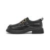 Sapatos Mocassins Augusden para Mulheres 2026 Outono Novo Salto Grosso Preto Sapatos de Couro Estilo Britânico Sapatos de Comutador Primavera e Outono
