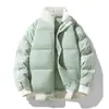 Chaqueta de algodón color block de tres rayas para hombre, invierno, gruesa, cálida, cuello alto, moderna, versátil, holgada, casual, para pareja, abrigo a rayas