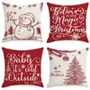 Funda de almohada navideña más vendida transfronteriza con estampado festivo de Papá Noel, funda de almohada para decoración del hogar, venta al por mayor directa del fabricante