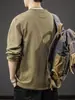 Camiseta Casual de Manga Larga Nueva Tendencia 2025 para Hombre Primavera y Otoño Cuello Henley Holgada Casual Versátil Top Base