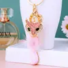 Chaveiro de Raposa da Coleção Coroa Cravejada de Diamantes para Carro, Pingente de Bolsa Feminina, Argola de Chaveiro de Metal, Presente Transfronteiriço, Atacado