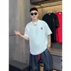 Camiseta Masculina Manga Curta Atacado Verão 2025 Novo Estilo Hong Kong Algodão Penteado Tendência Solta Casual Versátil Roupa Masculina