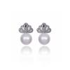 Brincos pequenos de coroa fofa de zircônia microincrustada de pérolas, estilo japonês e coreano, elegantes e simples, todos combinados