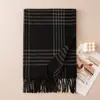 Novo xale estudantil de alta qualidade para outono e inverno, cachecol xadrez quente e grosso, cachecol longo versátil com franjas para decoração