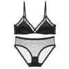 Ropa Interior Francesa Delgada para Mujer Verano Encaje Ropa Interior Copa Triángulo Cómoda Transpirable Set de Brasier sin Varillas